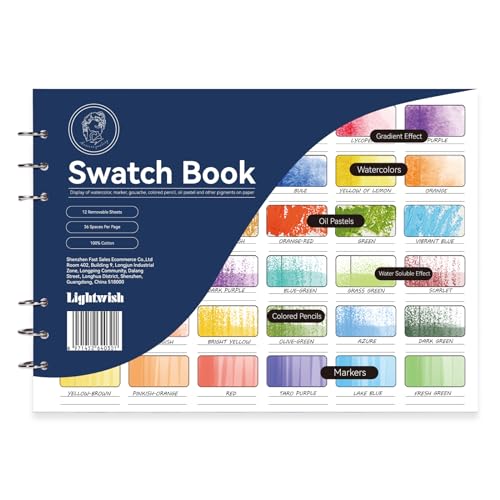 LIGHTWISH Watercolor Swatch Book,12 Detachable Sheets,100% Cotton, 300gsm/140lb,Acid-Free,Color Diary for Oil Pastels,Watercolor,Gouache,Colores Pencils,10.63 * 7.68 Inches - Image 1