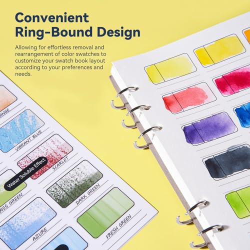 LIGHTWISH Watercolor Swatch Book,12 Detachable Sheets,100% Cotton, 300gsm/140lb,Acid-Free,Color Diary for Oil Pastels,Watercolor,Gouache,Colores Pencils,10.63 * 7.68 Inches - Image 4