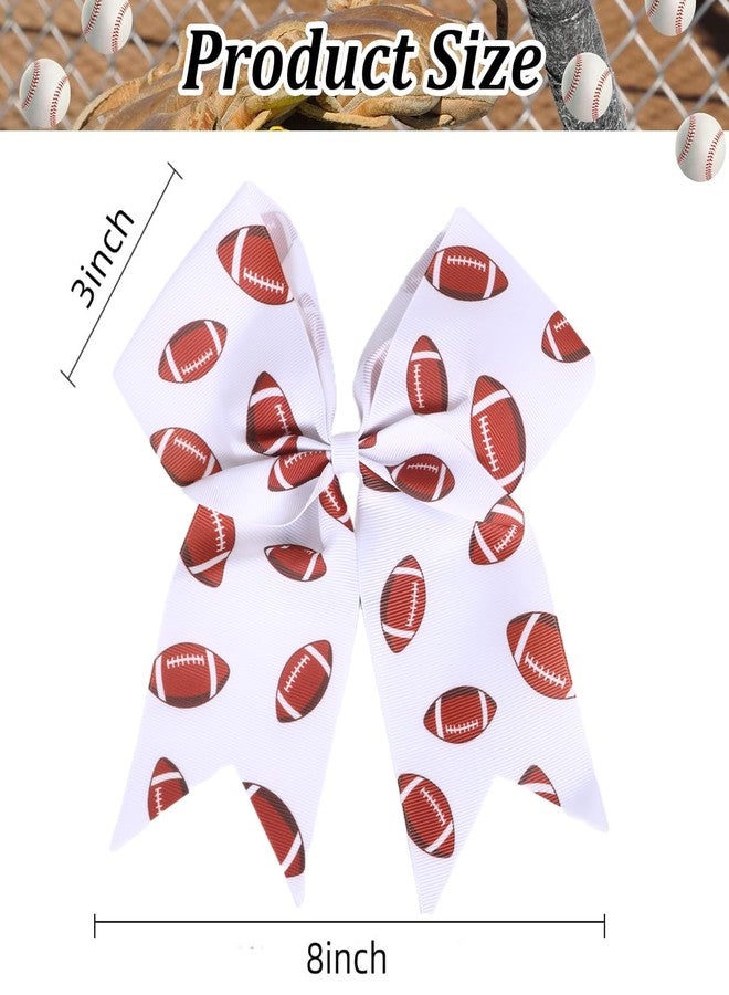 Hipcheer 12 PCS Football Cheer Bows, Sparkly Rugby Hair Bows with Elastic Hair Ties Accessories for Teens Girls Women Cheerleading Softball Competition Sports (White Football) - Image 4