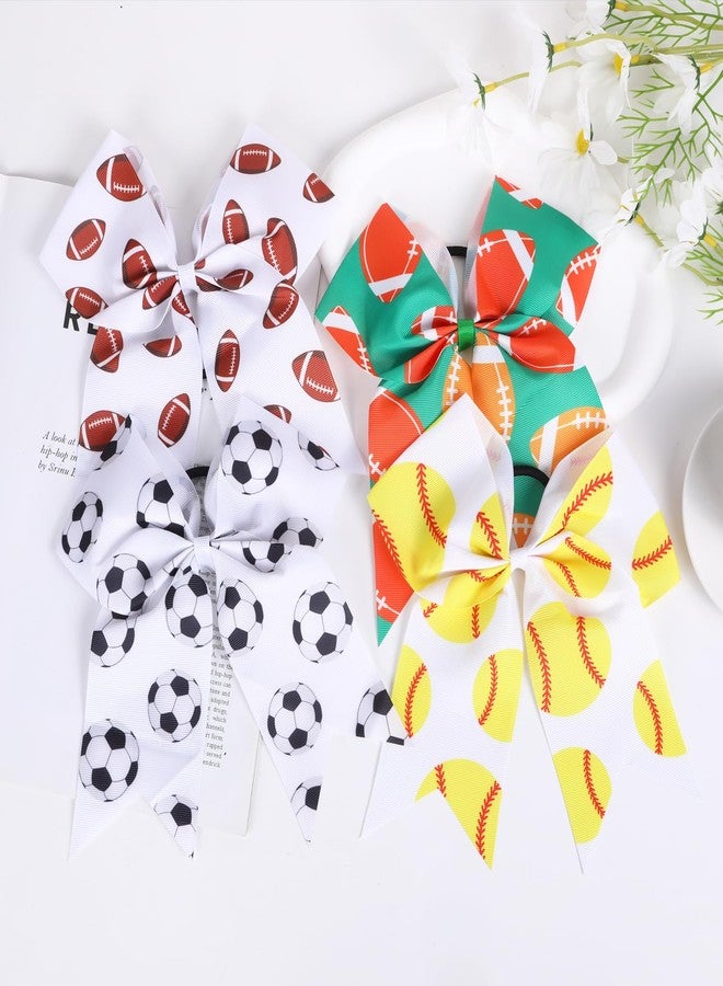 Hipcheer 12 PCS Football Cheer Bows, Sparkly Rugby Hair Bows with Elastic Hair Ties Accessories for Teens Girls Women Cheerleading Softball Competition Sports (White Football) - Image 3