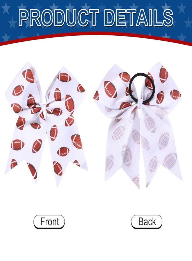 Hipcheer 12 PCS Football Cheer Bows, Sparkly Rugby Hair Bows with Elastic Hair Ties Accessories for Teens Girls Women Cheerleading Softball Competition Sports (White Football) - Image 5