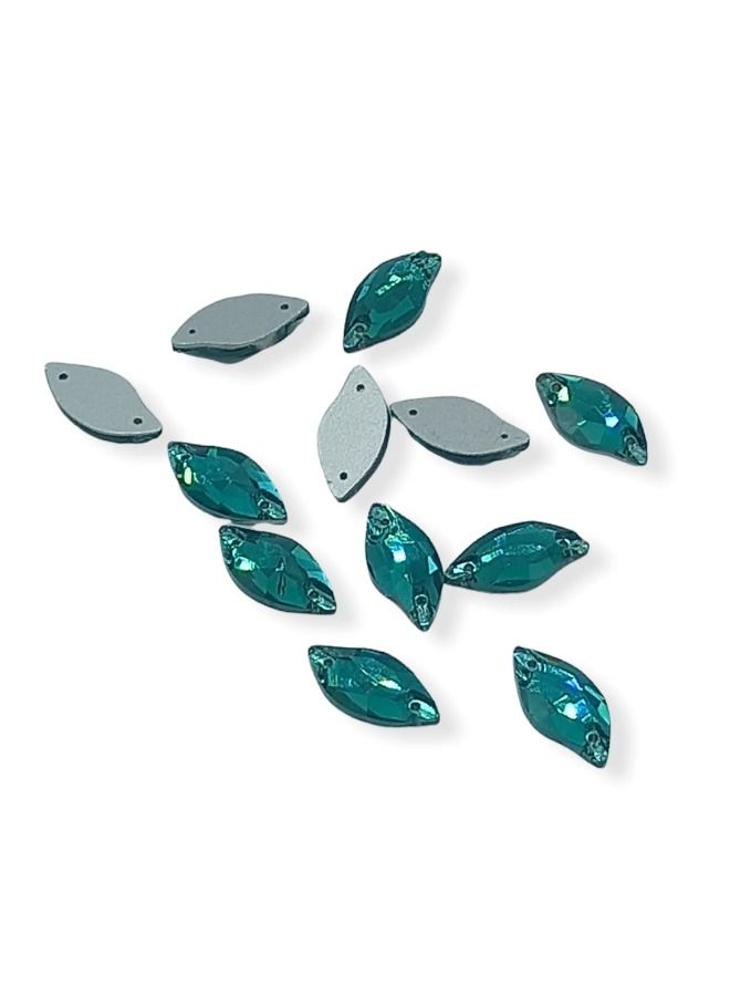 12-Piece Flat Back Sew on Eye Shaped Fancy Glass Crystal Sewing for Clothing Dress Decorations 10X20 Millimeter - Image 2