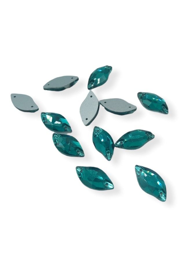 12-Piece Flat Back Sew on Eye Shaped Fancy Glass Crystal Sewing for Clothing Dress Decorations 10X20 Millimeter - Image 1