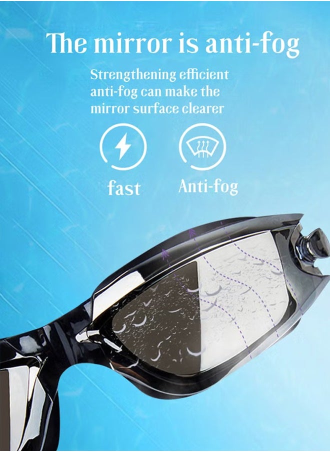 Anti Fog,Anti UV,Myopia,All-around Swimming Goggles,Suitable for Men Women Teenagers Children (Degree: 600 Black)