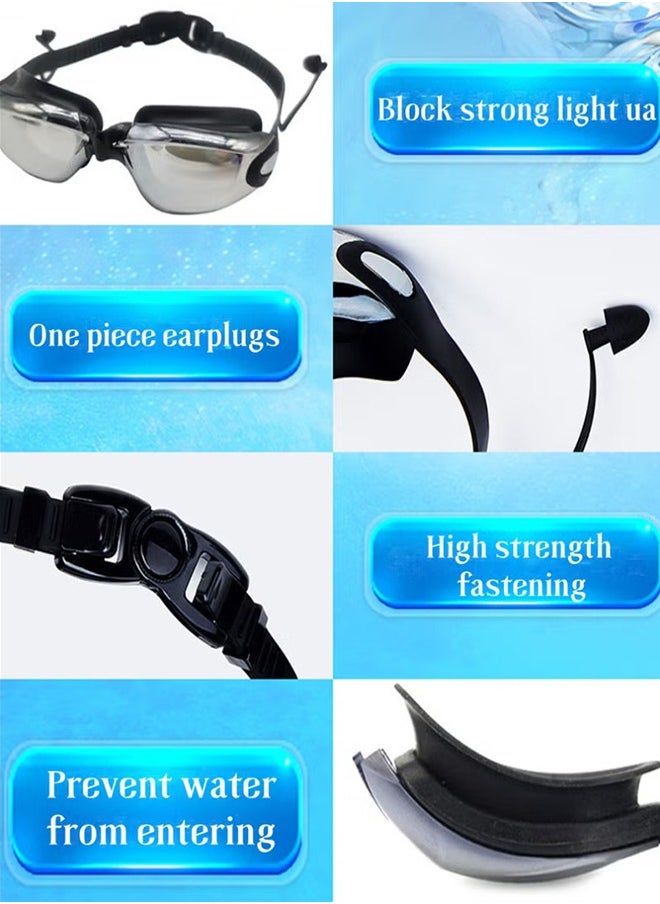 Anti Fog,Anti UV,Myopia,All-around Swimming Goggles,Suitable for Men Women Teenagers Children (Degree: 600 Black)