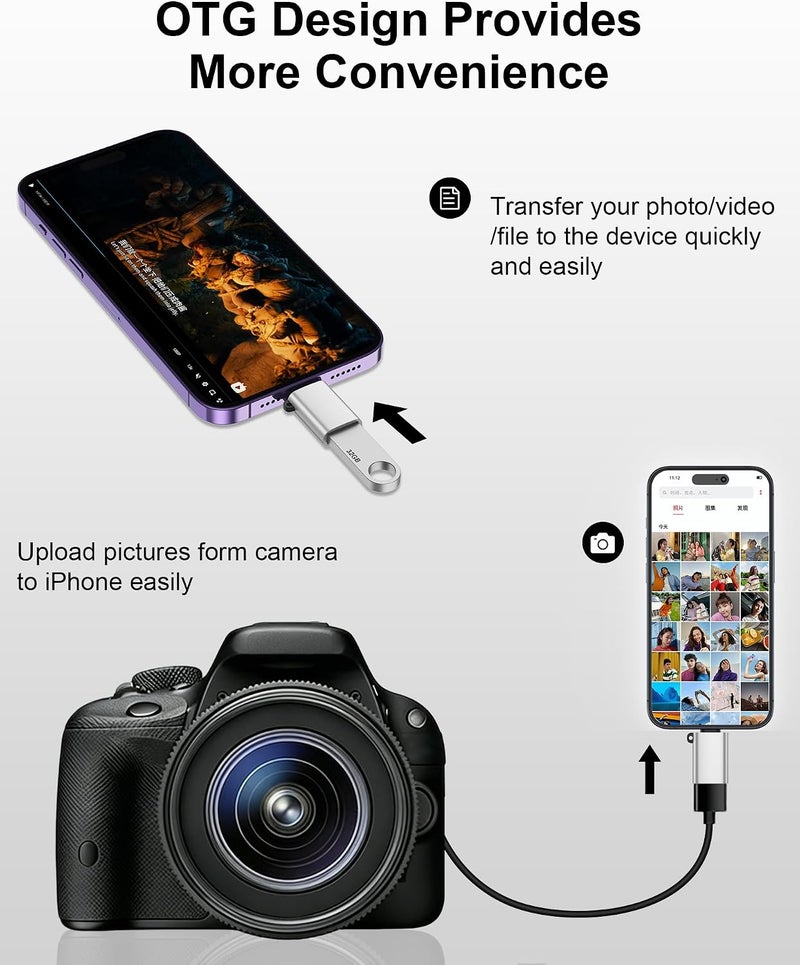 محول ذكر البرق إلى أنثى USB، محول USB إلى iPhone OTG، كابل محول الكاميرا USB3.0 من قطعتين لـ iPhone 14/13/12/11/Xr/X/XS/8/7/iPad للكاميرا/قارئ البطاقات/محرك الفلاش/الماوس/لوحة المفاتيح - Image 5