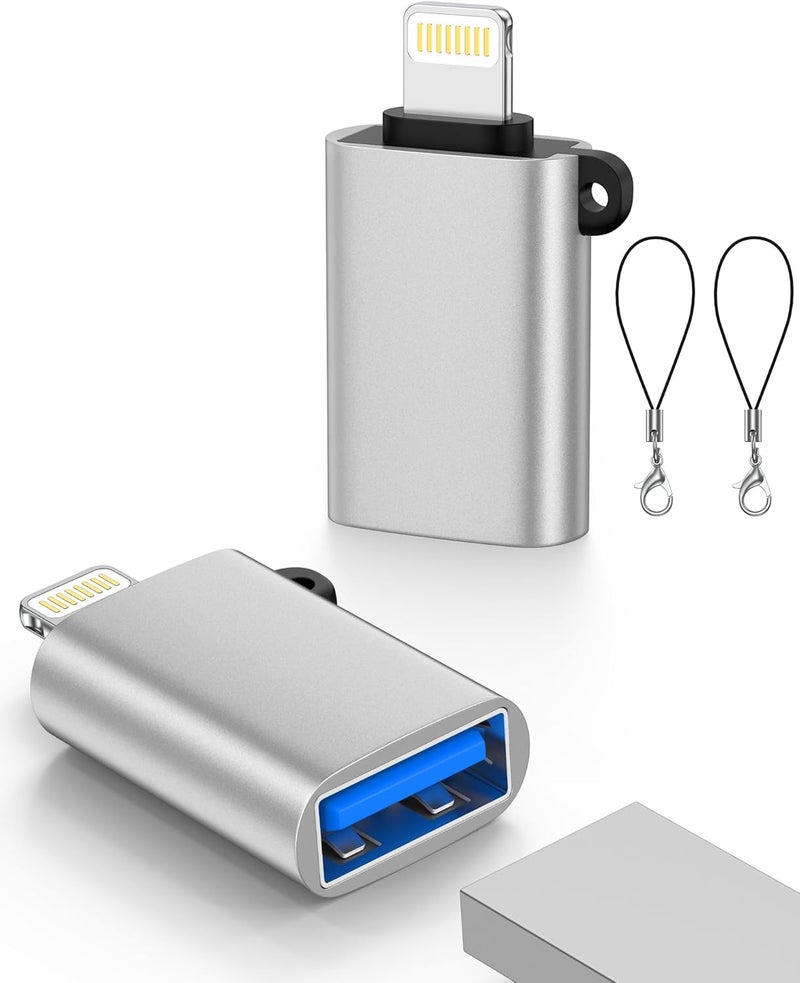محول ذكر البرق إلى أنثى USB، محول USB إلى iPhone OTG، كابل محول الكاميرا USB3.0 من قطعتين لـ iPhone 14/13/12/11/Xr/X/XS/8/7/iPad للكاميرا/قارئ البطاقات/محرك الفلاش/الماوس/لوحة المفاتيح - Image 1