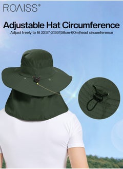 roaiss Detachable Wide Brim Fishing Hat with Shawl and Face Mask UPF 50+ Anti-UV Soft Foldable Breathable Sun Hat for Men & Women Adjustable Size Hiking Climbing Outdoor Hat  - Image 4