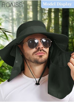 roaiss Detachable Wide Brim Fishing Hat with Shawl and Face Mask UPF 50+ Anti-UV Soft Foldable Breathable Sun Hat for Men & Women Adjustable Size Hiking Climbing Outdoor Hat  - Image 2