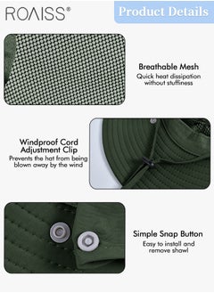 roaiss Detachable Wide Brim Fishing Hat with Shawl and Face Mask UPF 50+ Anti-UV Soft Foldable Breathable Sun Hat for Men & Women Adjustable Size Hiking Climbing Outdoor Hat  - Image 5