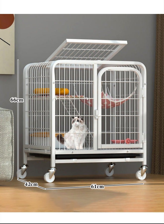 Generic Double Layer Cat Cage With Wheels Cat Small House White  - Image 2
