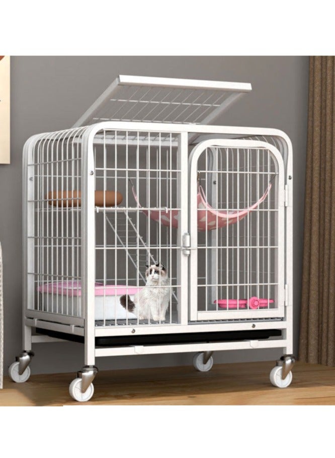 Generic Double Layer Cat Cage With Wheels Cat Small House White  - Image 1
