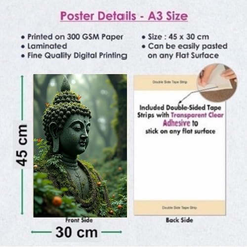 Fliptic Lord Buddha Religious Wall Decor Poster for Home and Office (300 GSM Paper, 12 x 18 Inch, Multicolour) (Design 7, 12 x 18 Inch) - Image 4