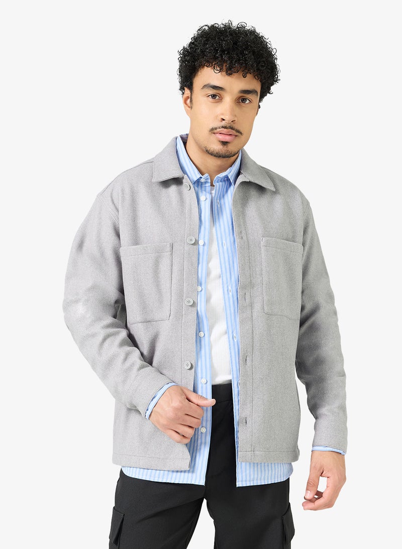 جاك اند جونز قميص جيري بأكمام طويلة وأزرار - Image 1