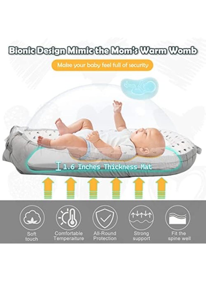 مورو مورو سرير أطفال ، قطن ناعم مسامي للبشرة الحساسة للأطفال ، مقعد كرسي محمول للرضع لوقت البطن - Image 1