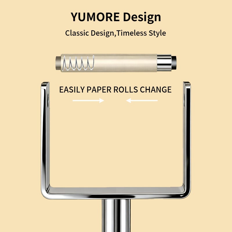 YUMORE Toilet Paper Holder Free Standing, Stainless Steel Toilet Paper Stand, Weighted Base Floor Tissue Roll Holder for Bathroom, Chrome 200UP - Image 4