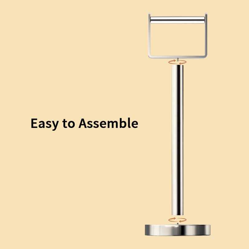 YUMORE Toilet Paper Holder Free Standing, Stainless Steel Toilet Paper Stand, Weighted Base Floor Tissue Roll Holder for Bathroom, Chrome 200UP - Image 5