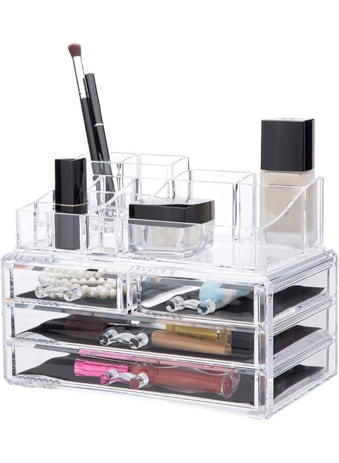 منظم المجوهرات ومستحضرات التجميل مزود بأدراج من الأكريليك - Image 1