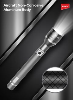 Impex Rechargeable LED Flashlight, 25W Laser LED Torch, Aircraft-Grade Aluminum Body, 4000mAh Li-ion Battery, Type C Charging, 800-1000 Lumens, Adjustable Focus, 5 Modes, and 3-4 Hour Runtime - Hunter Z6  - Image 5