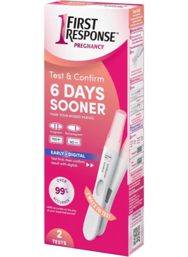 FIRST RESPONSE Pregnancy Test Kit – 1 Line Test and 1 Digital Test, Early Detection, Accurate Home HCG Test (Pack of 2) - Image 2