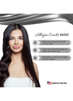 Allegro Combs Allegro Combs 6000 Teasing Combs Lift Vent Hair Combs Space Tooth Wide Tooth Barber Stylist Curly Hair Parting 12 Pc. (Grey)  - Image 4