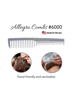 Allegro Combs Allegro Combs 6000 Teasing Combs Lift Vent Hair Combs Space Tooth Wide Tooth Barber Stylist Curly Hair Parting 12 Pc. (Grey)  - Image 5