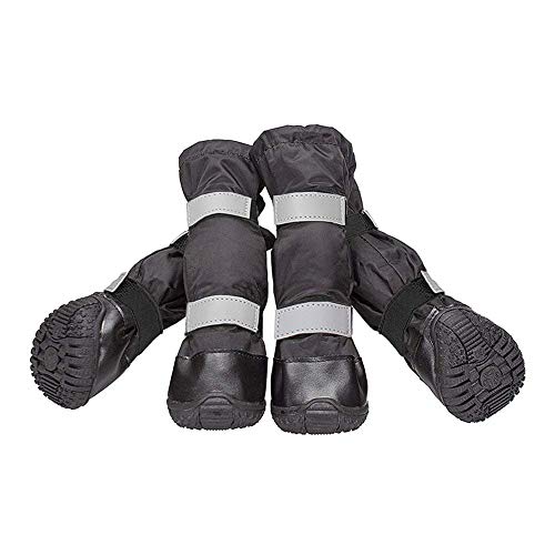 Billionchains 4 PCS Dog Boots Waterproof Dog Shoes with Reflective, Anti-Slip Pet Paw Protectors for Snowy, Rainy and Hot Pavement, Black, X-Small - Image 1