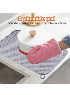 Excefore Dish Drying Mat for Kitchen Counter: 2 Pack 24 X 17 Inch Microfiber Dish Drying Mat, Absorbent Dish Drying Pads, Dish Drying Mat with Non-slip Rubber Backed for Countertops, Sinks, Draining Racks  - Image 5