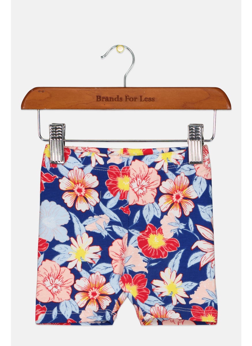 First Impressions Toddlers Girl Pull On Floral Biker Shorts, Blue Combo 