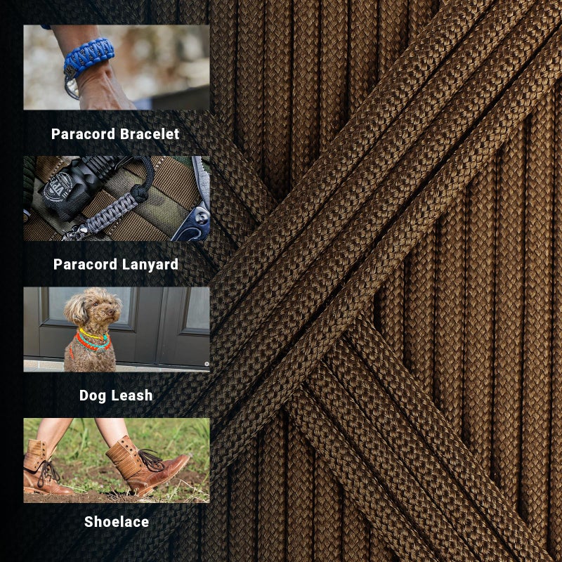 WEREWOLVES Paracord Rope, 7 Strand Type III Parachute Cord 4mm 100ft / 200ft for Crafting, DIY Projects, Survival Bracelets (Brown, 100 ft) - Image 3