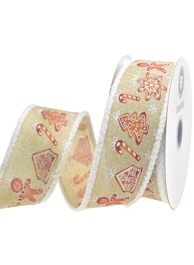 Homeford Christmas Figurine Ornaments Fuzzy Edge Wired Ribbon, Natural, 2-1/2-inch, 10-Yard - Image 2