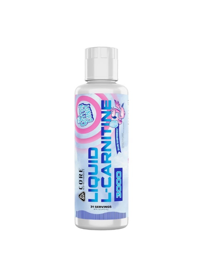 Liquid L-Carnitine 3000,  Pre Workout, Support Fat Metabolism, Stimulant Free Energy - Fun Sweets Blue Raspberry