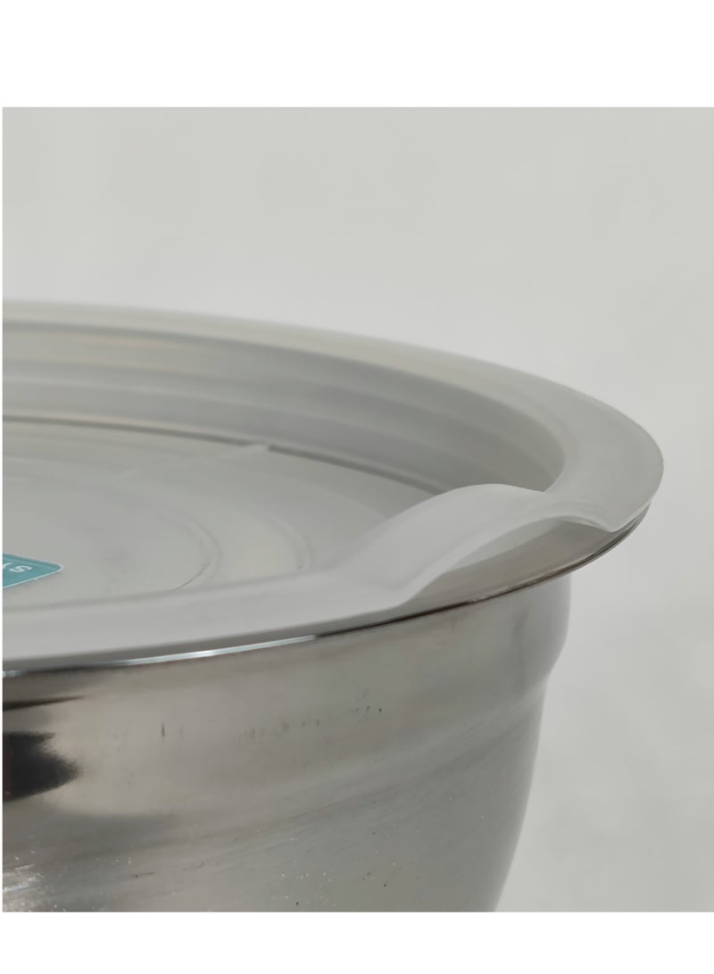 Set of 5 Glossy Stainless Steel Salad Bowl with Transparent Airtight Lids Food Storage Bowls Nesting Round Mixing Bowls for Cooking Baking Prepping