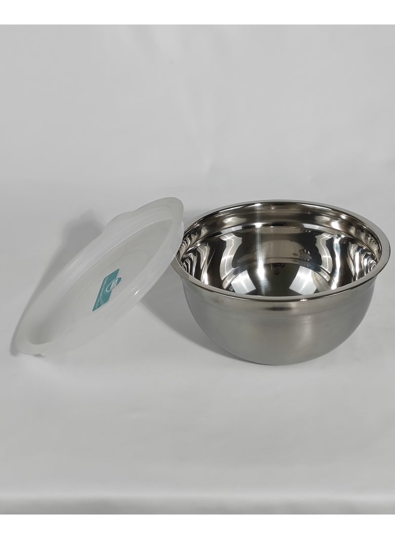 Set of 5 Glossy Stainless Steel Salad Bowl with Transparent Airtight Lids Food Storage Bowls Nesting Round Mixing Bowls for Cooking Baking Prepping