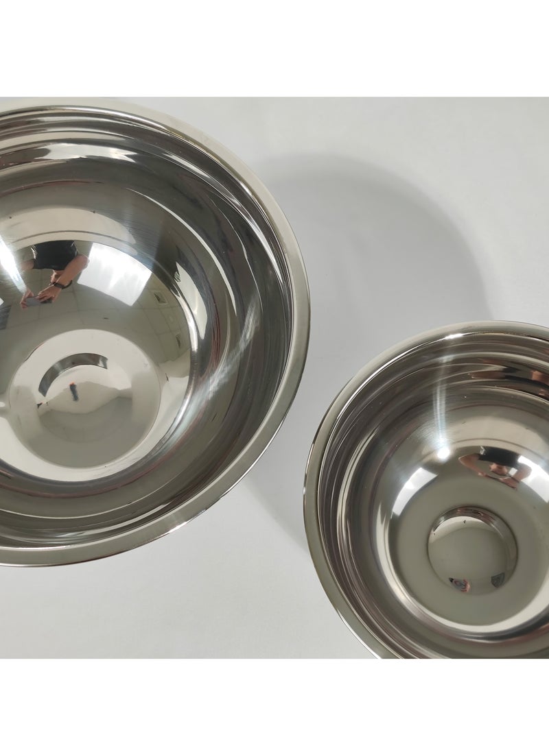 Set of 5 Glossy Stainless Steel Salad Bowl with Transparent Airtight Lids Food Storage Bowls Nesting Round Mixing Bowls for Cooking Baking Prepping