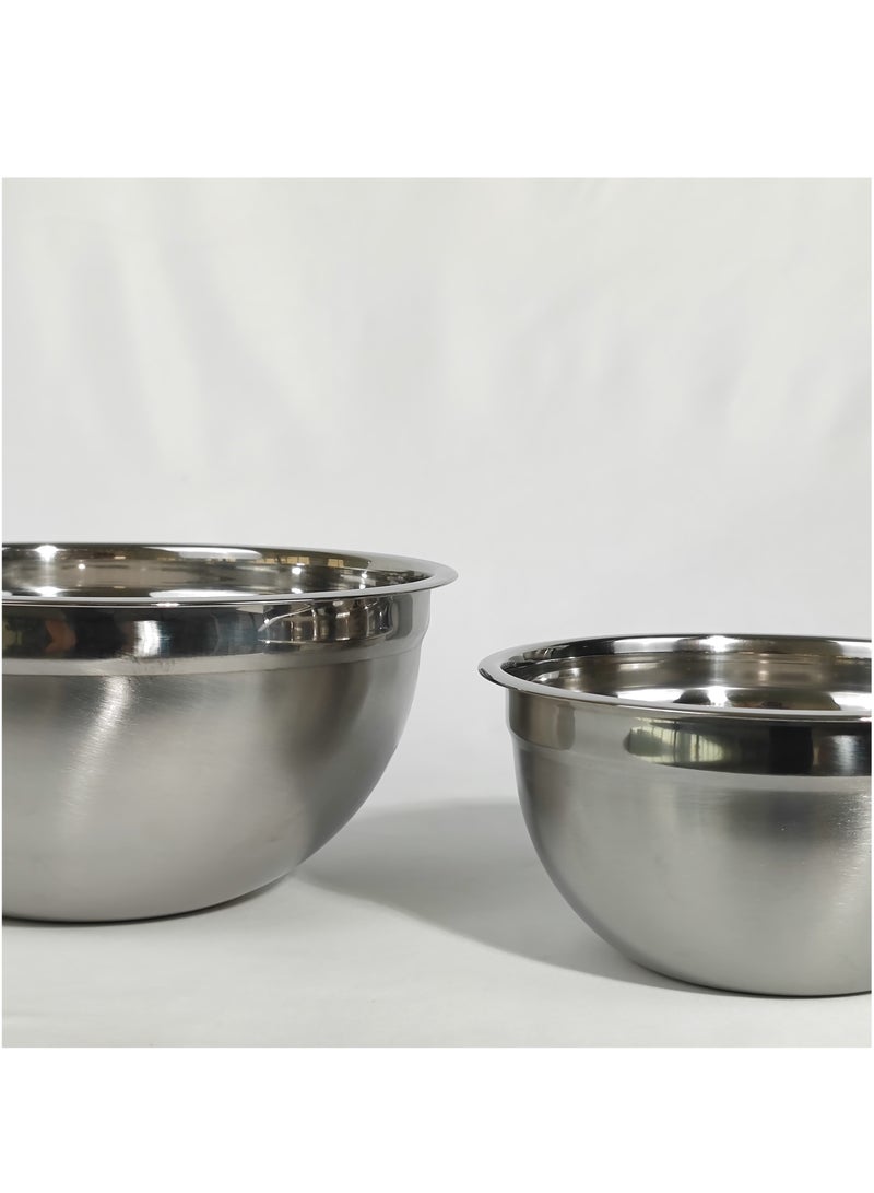 Set of 5 Glossy Stainless Steel Salad Bowl with Transparent Airtight Lids Food Storage Bowls Nesting Round Mixing Bowls for Cooking Baking Prepping