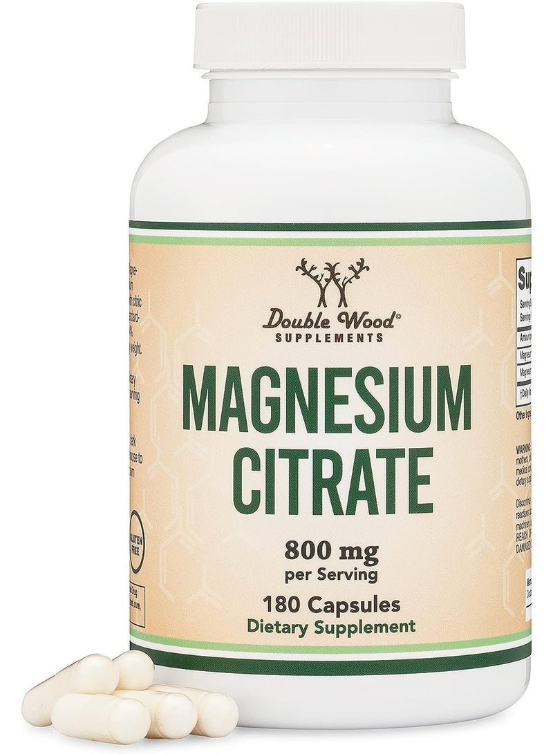 Double Wood Supplements Magnesium Citrate Capsules 800mg, 180 Capsules - Image 1