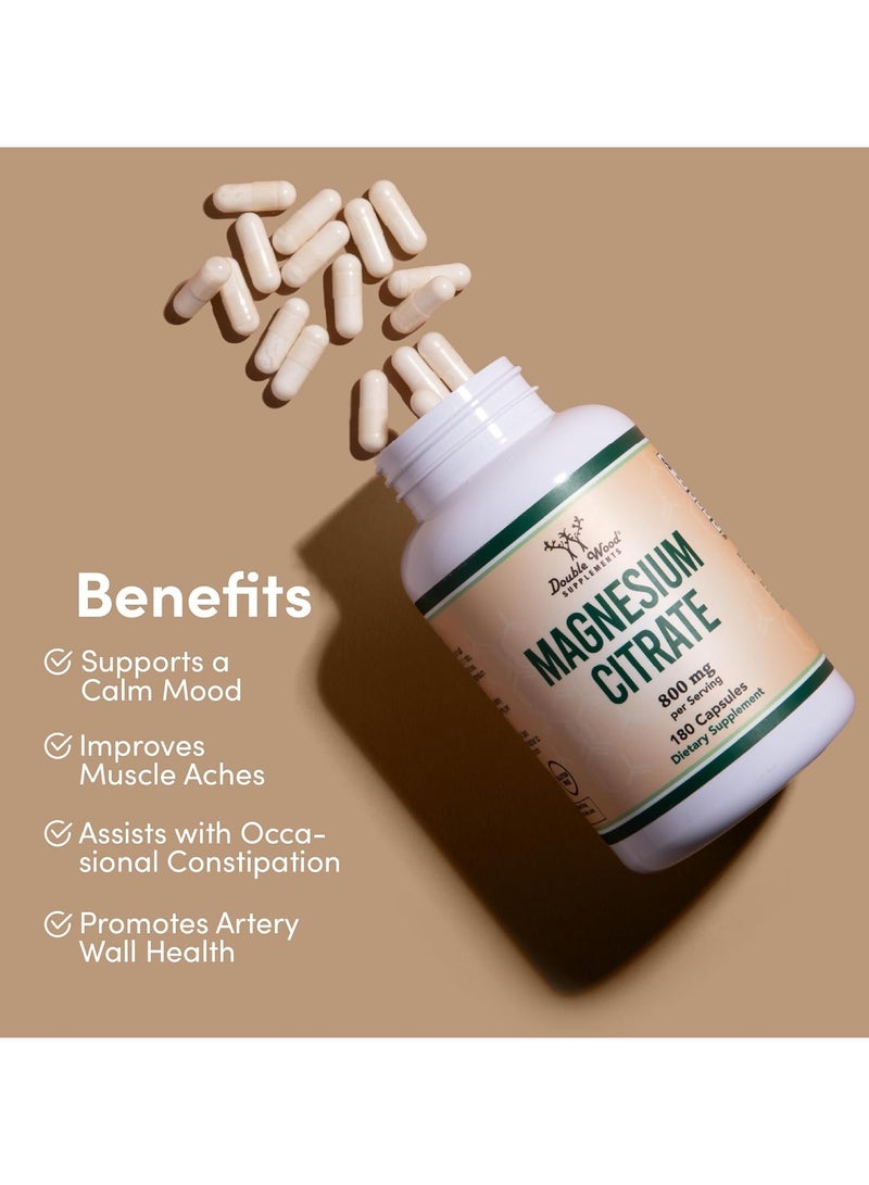 Double Wood Supplements Magnesium Citrate Capsules 800mg, 180 Capsules - Image 3