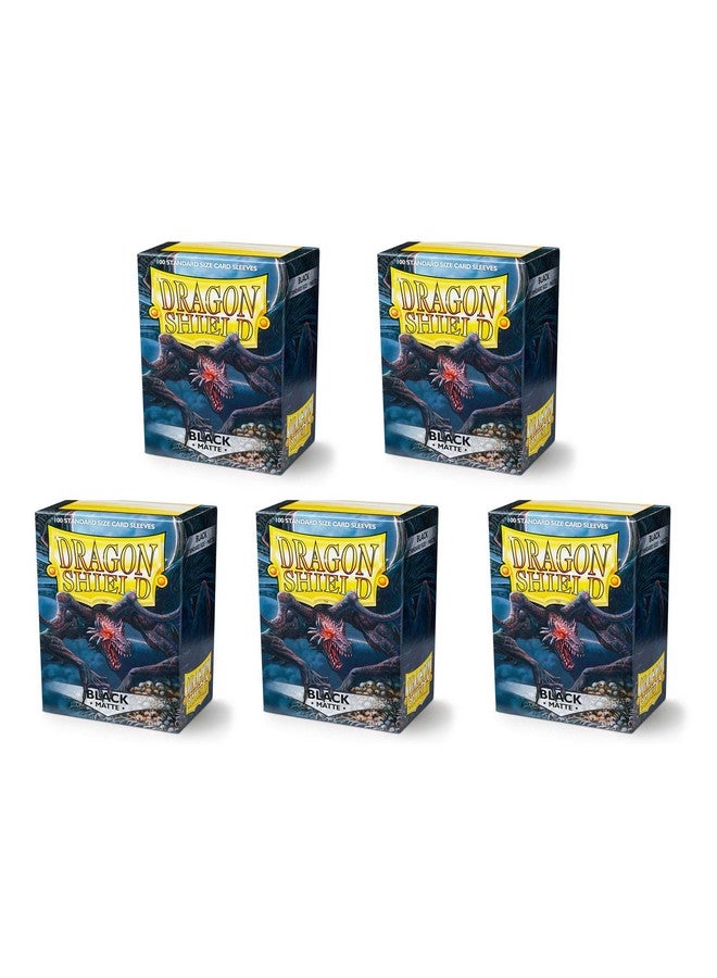 dragon shield 5 Packs Dragon Shield Matte Black Standard Size 100 ct Card Sleeves Value Bundle! - Image 2