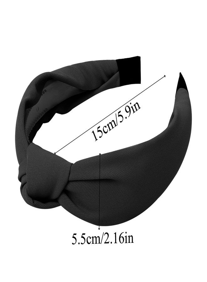 Candygirl Knotted Headbands for Women Girls Wide Top Knot Hairband for Girls Black Brown Leopard Head Hair Accessories for Women 5Pack - Image 3