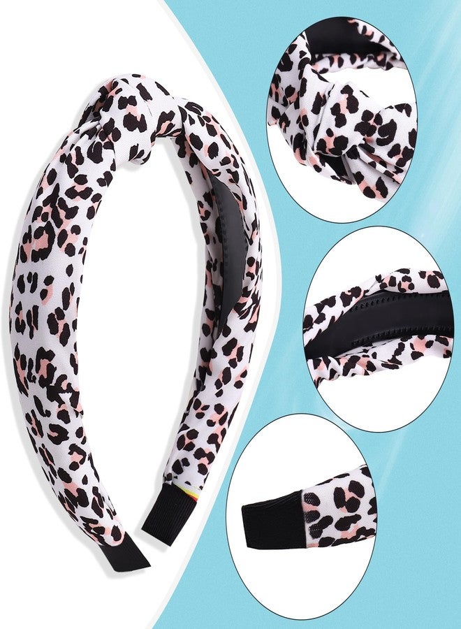 Candygirl Knotted Headbands for Women Girls Wide Top Knot Hairband for Girls Black Brown Leopard Head Hair Accessories for Women 5Pack - Image 2
