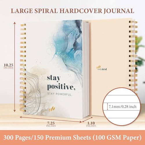 Only Zest Large Journals for Writing – 300 Page Spiral Bound Notebook with Hard Cover, Work Notebook for Women, Daily Writing, School, Office, Journaling, 10.25" X 7.25 Inches - Image 2