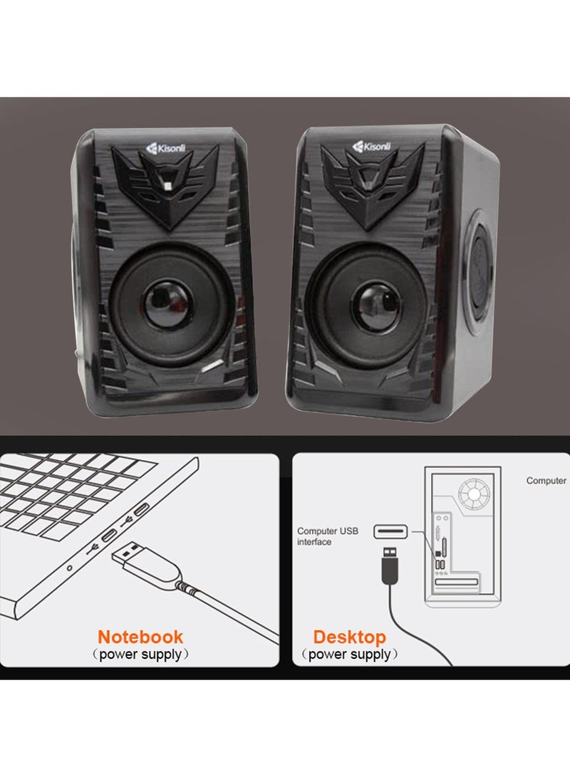 KISONLI  Multimedia Speakers Set AUX in 3W 2speakers USB 2.0 Speaker With Volume Control - T008A - Image 5