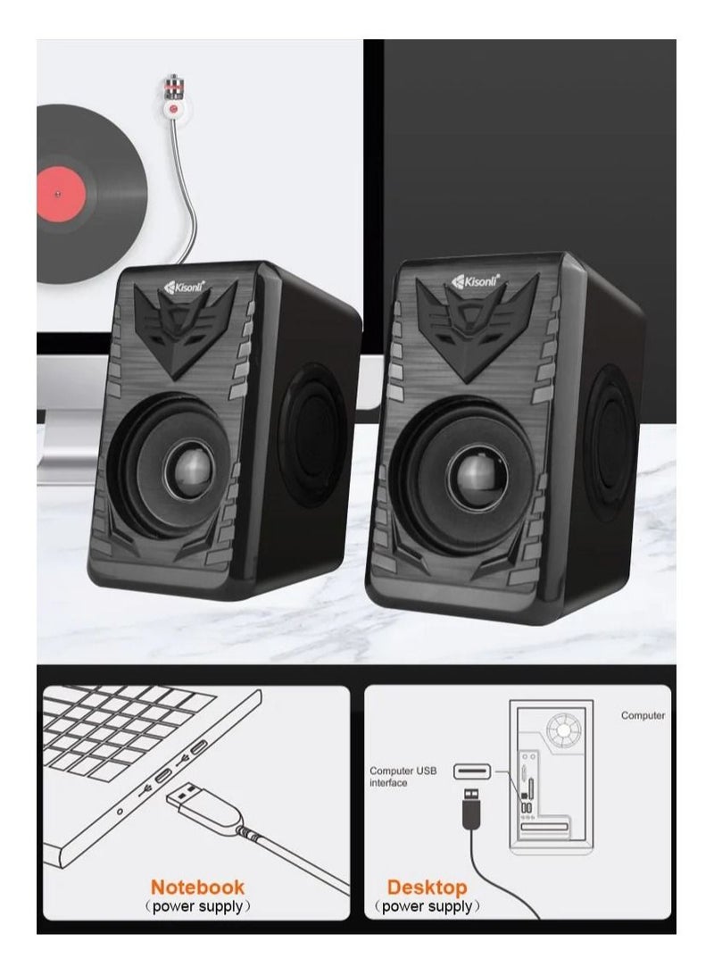 KISONLI  Multimedia Speakers Set AUX in 3W 2speakers USB 2.0 Speaker With Volume Control - T008A - Image 4