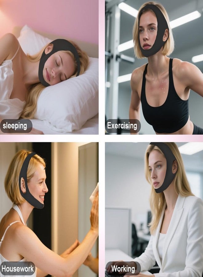 سوبرردي قناع Sopurrrdy V Line لرفع الذقن أثناء النوم، حزام ذقن قابل للتعديل يقلل من الذقن المزدوجة، ويحدد خط الفك، ويرفع شكل الوجه على شكل حرف V، أسود - Image 5