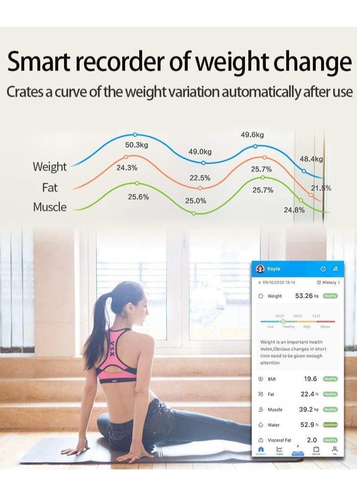 ELTRAZONE Smart Weight Scale – Body Fat Scale, Bluetooth Body Weight Scale with Wireless App Connectivity, Clear LCD Screen, Auto-Off, Anti-Rollover, 180KG Max Weight Capacity, Precision Sensors (Black) - Image 2