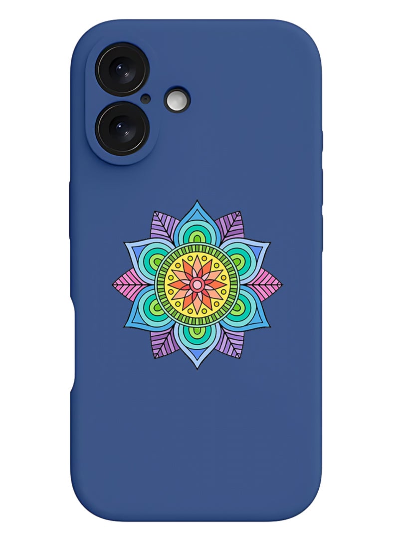 Theodor iPhone 16 Plus Blue Protective Slim Fit Case Liquid Silicone Cover with Full Body Protection Anti-Scratch Shockproof Case For iPhone - Mandala - Image 1