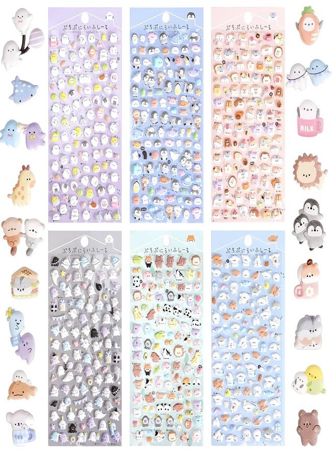 PATPAT® 6-Pack Cartoon Stickers 3D Mini Cartoon Stickers, Kawaii DIY Decorative Stickers for Phone Covers, Laptops, Notebooks & Personalizing Accessories - Image 1