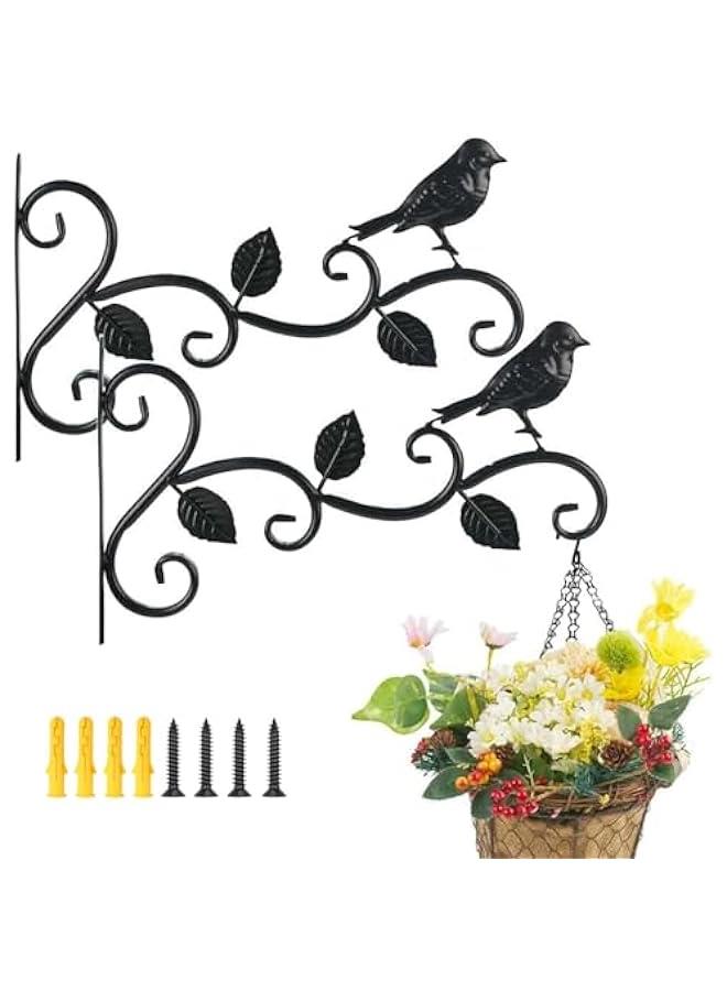 HOOKOR 2Pcs Hanging Basket Hooks Outdoor,12 Inch Plant Hooks for Hanging Baskets Wall-Mounted Gardening Bracket Hook for Bird Feeders, Wind Chimes, Flower Baskets, Lantern,Decorative Plants - Image 1