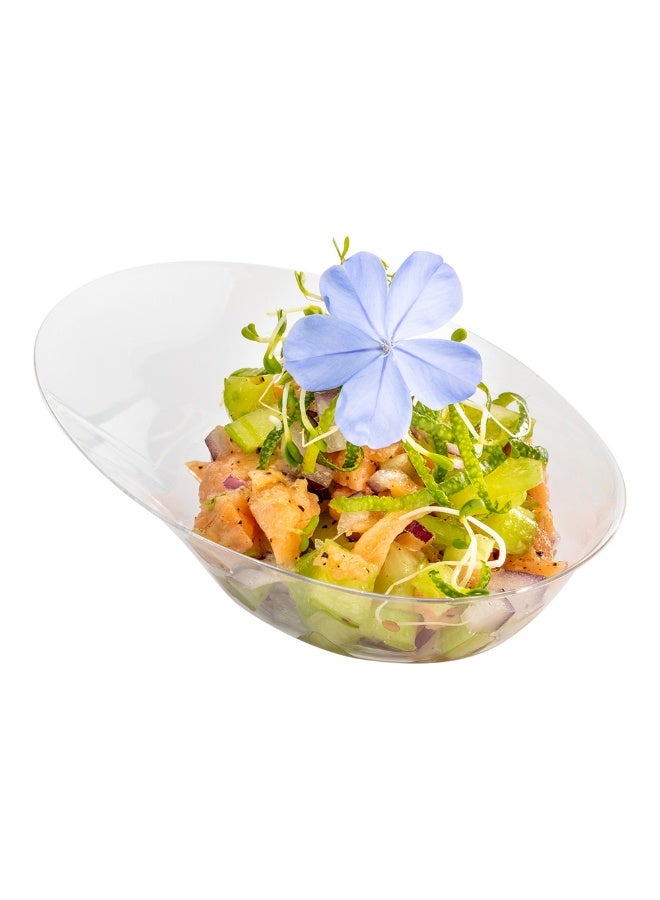 Restaurantware 4 x 2.9 x 1.3 Inch Mini Tasting Dishes, 100 Disposable Mini Dessert Dishes - Oval, Ellipse Design, Clear Plastic Appetizer Dishes, Serve Samples or Snacks, For Parties or Weddings - Image 2